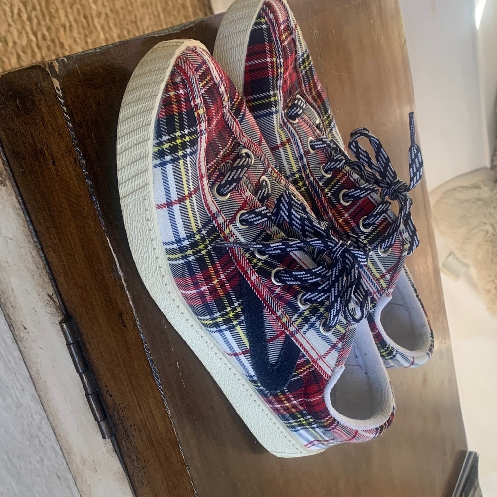 Tretorn Red and Blue Plaid Sneakers